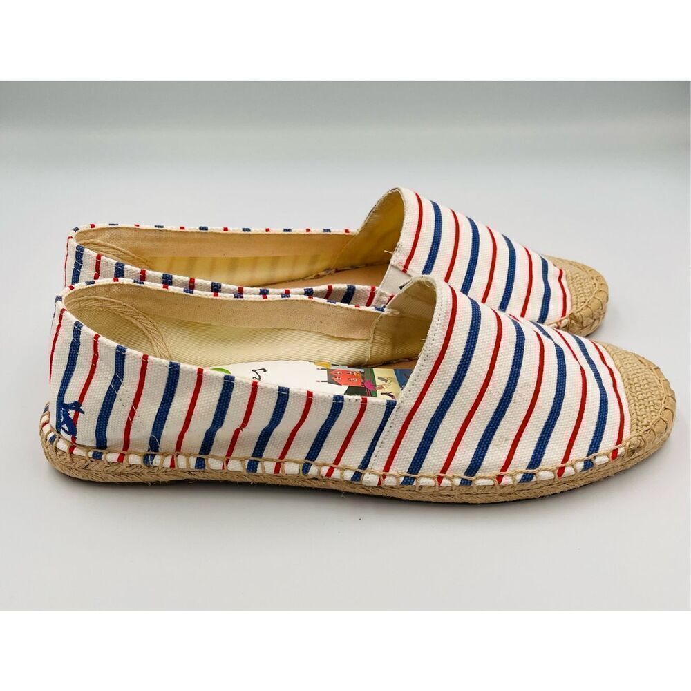 Joules Womens Shelbury Espadrilles Cream Stripe Blue Red Canvas Jute NWT Size 10 - Picture 4 of 8